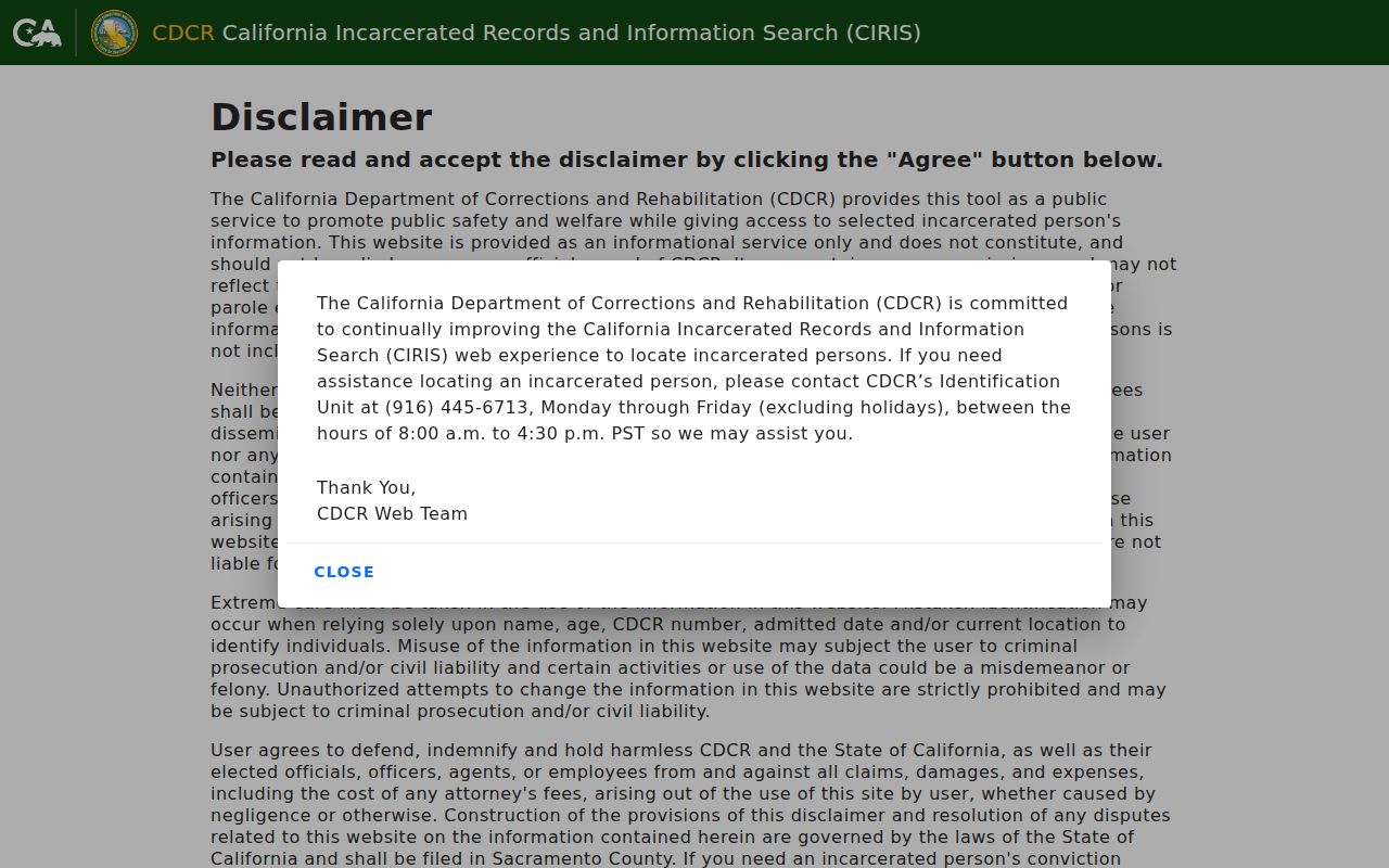 Palmdale resident lookup California incarcerated person locator